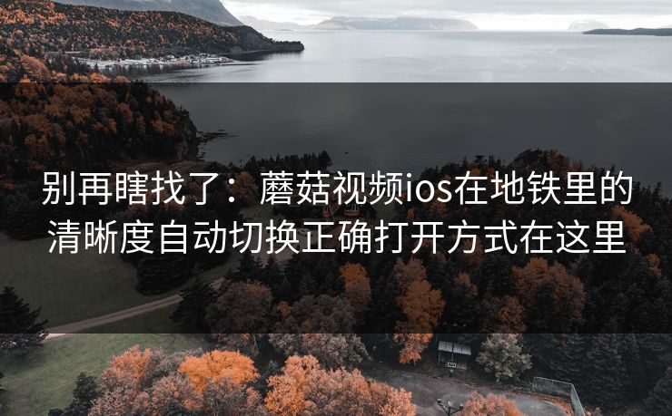 别再瞎找了：蘑菇视频ios在地铁里的清晰度自动切换正确打开方式在这里