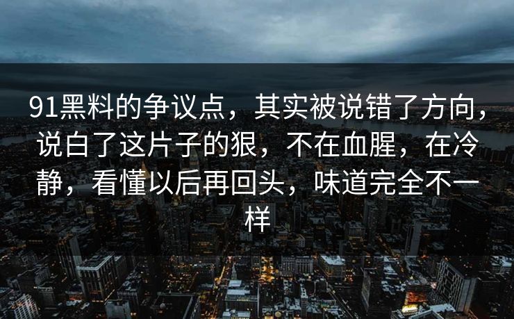91黑料的争议点，其实被说错了方向，说白了这片子的狠，不在血腥，在冷静，看懂以后再回头，味道完全不一样