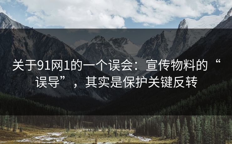 关于91网1的一个误会：宣传物料的“误导”，其实是保护关键反转