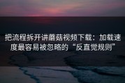 把流程拆开讲蘑菇视频下载：加载速度最容易被忽略的“反直觉规则”