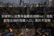 别被默认设置带偏蘑菇视频ios：隐私权限这块的隐藏入口，真的不显眼
