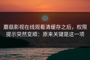 蘑菇影视在线观看清缓存之后，权限提示突然变顺：原来关键是这一项
