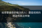 给想要最稳的做法的人：蘑菇视频的稳定性我这样做