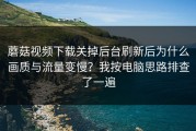 蘑菇视频下载关掉后台刷新后为什么画质与流量变慢？我按电脑思路排查了一遍