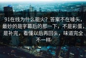 91在线为什么能火？答案不在噱头，最妙的是字幕后的那一下，不是彩蛋，是补完，看懂以后再回头，味道完全不一样