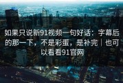 如果只说新91视频一句好话：字幕后的那一下，不是彩蛋，是补完｜也可以看看91官网