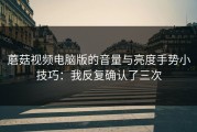 蘑菇视频电脑版的音量与亮度手势小技巧：我反复确认了三次