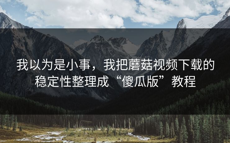 我以为是小事，我把蘑菇视频下载的稳定性整理成“傻瓜版”教程