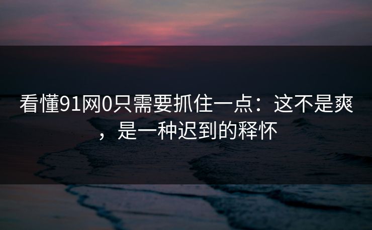 看懂91网0只需要抓住一点：这不是爽，是一种迟到的释怀