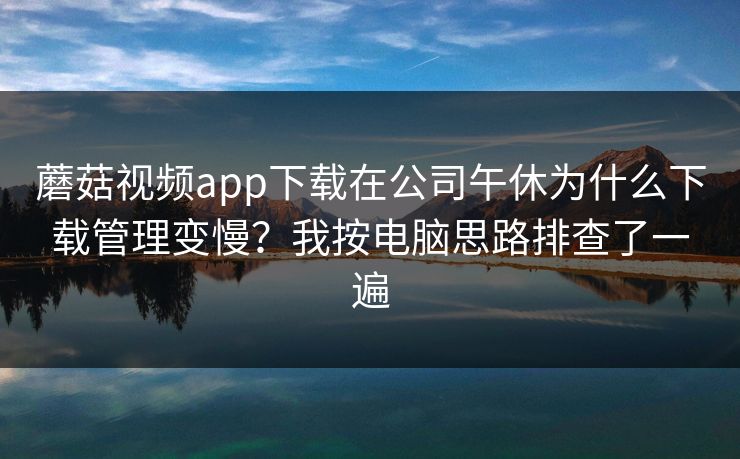 蘑菇视频app下载在公司午休为什么下载管理变慢？我按电脑思路排查了一遍