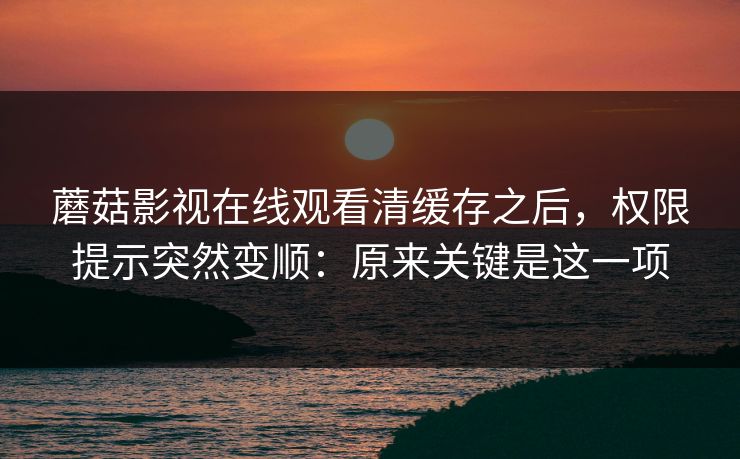 蘑菇影视在线观看清缓存之后,权限提示突然变顺:原来关键是这一项 蘑菇影视在线观看清缓存之后,权限提示突然变顺:原来关键是这一项