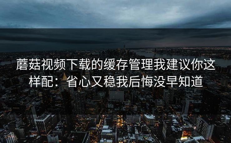 蘑菇视频下载的缓存管理我建议你这样配：省心又稳我后悔没早知道
