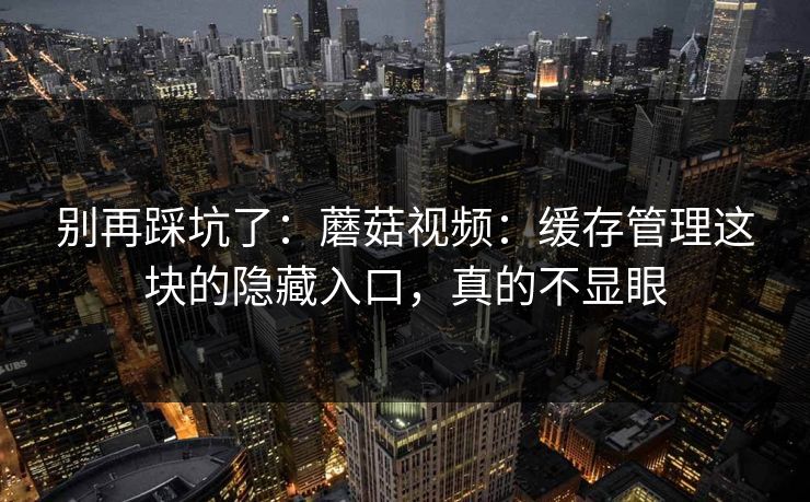 别再踩坑了:蘑菇视频:缓存管理这块的隐藏入口,真的不显眼 别再踩坑了:蘑菇视频:缓存管理这块的隐藏入口,真的不显眼
