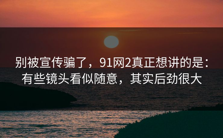 别被宣传骗了，91网2真正想讲的是：有些镜头看似随意，其实后劲很大