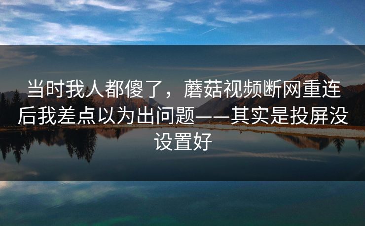 当时我人都傻了，蘑菇视频断网重连后我差点以为出问题——其实是投屏没设置好